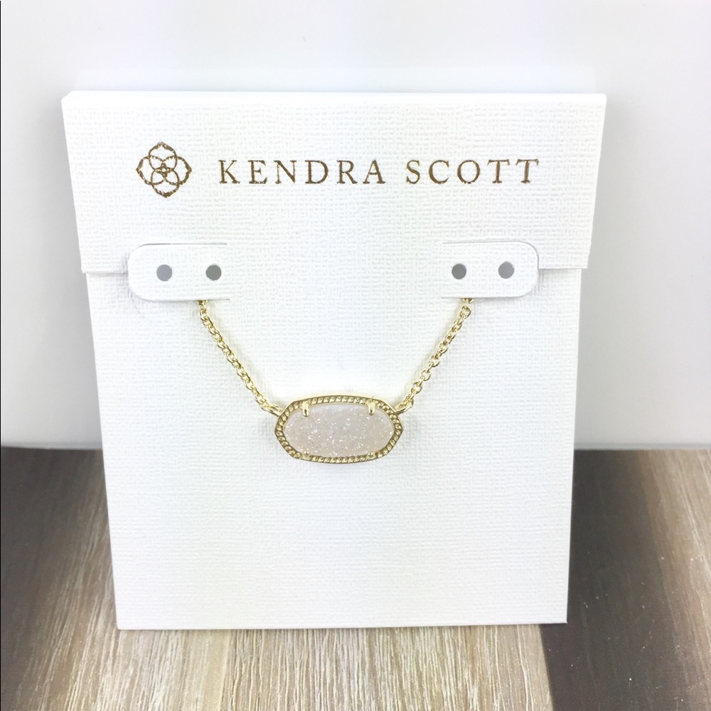 Kendra Scott Elisa iridescent drusy gold necklace